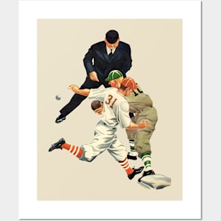 Vintage Sports, Baseball Players with the Runner Safe at Home Plate Posters and Art